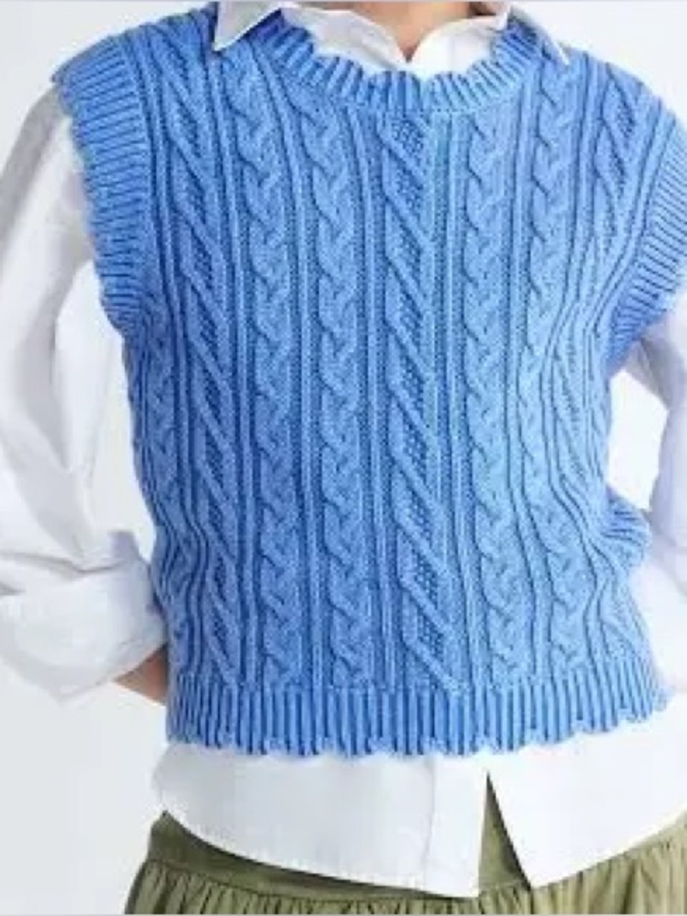 Free Assembly Women's Scalloped Cable Knit Cotton Vest size L